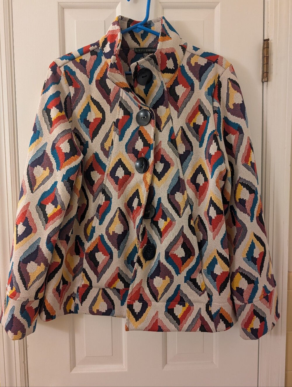 Shannon Passero Geometric Button-Front Knit Blazer